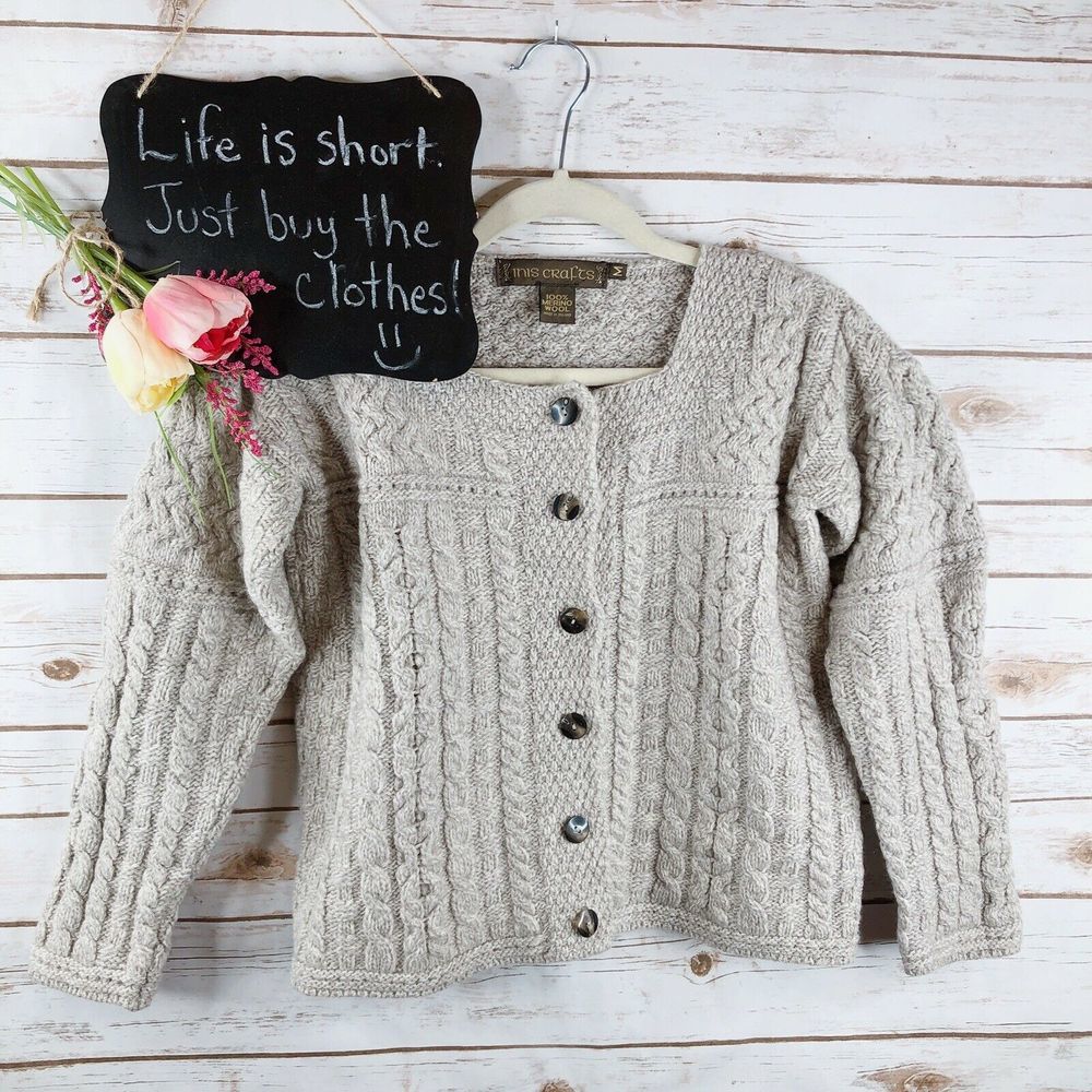 Inis Crafts Ireland Sweater Size M Merino Wool - Picture 1 of 8